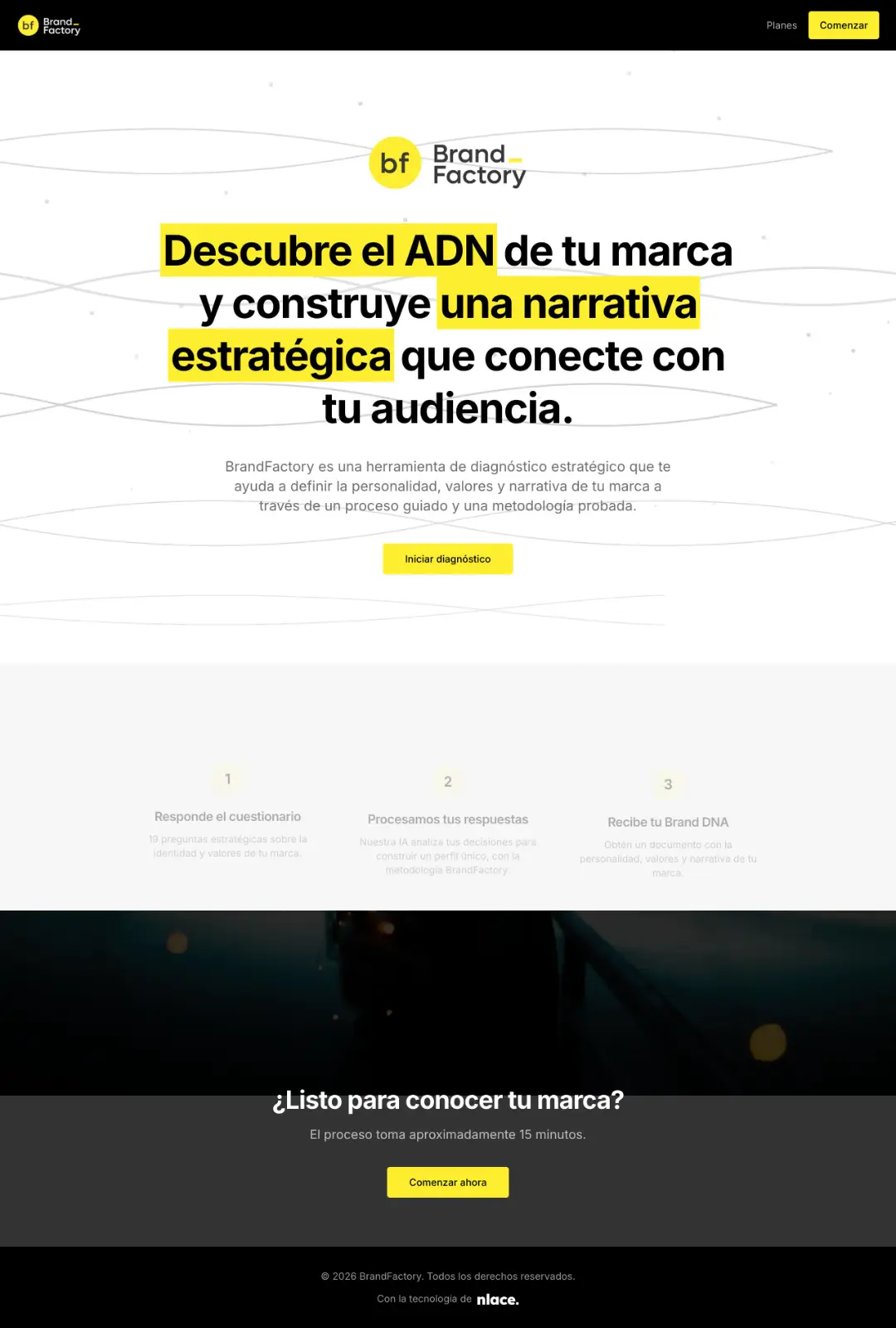 Captura del sitio de BrandFactory