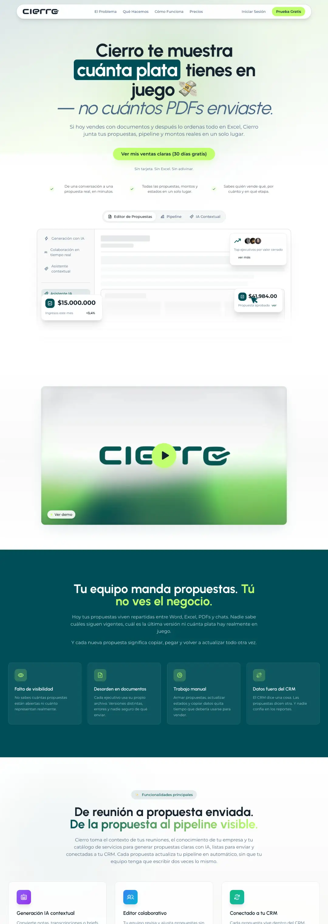 Captura del sitio de Cierro