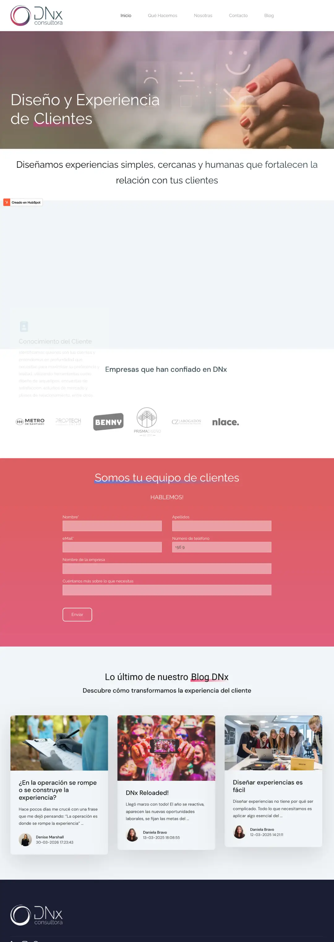 Captura de DNX Consultora — Consultoría · Experiencia de clientes