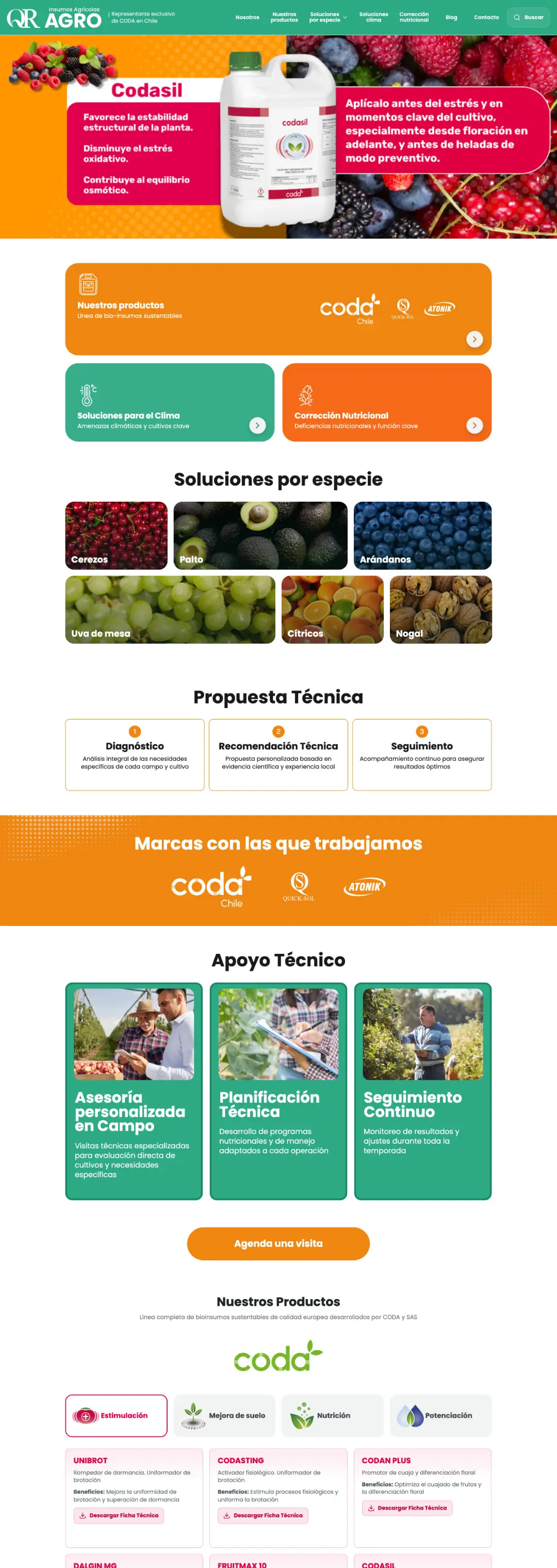 Captura del sitio de QR Agro