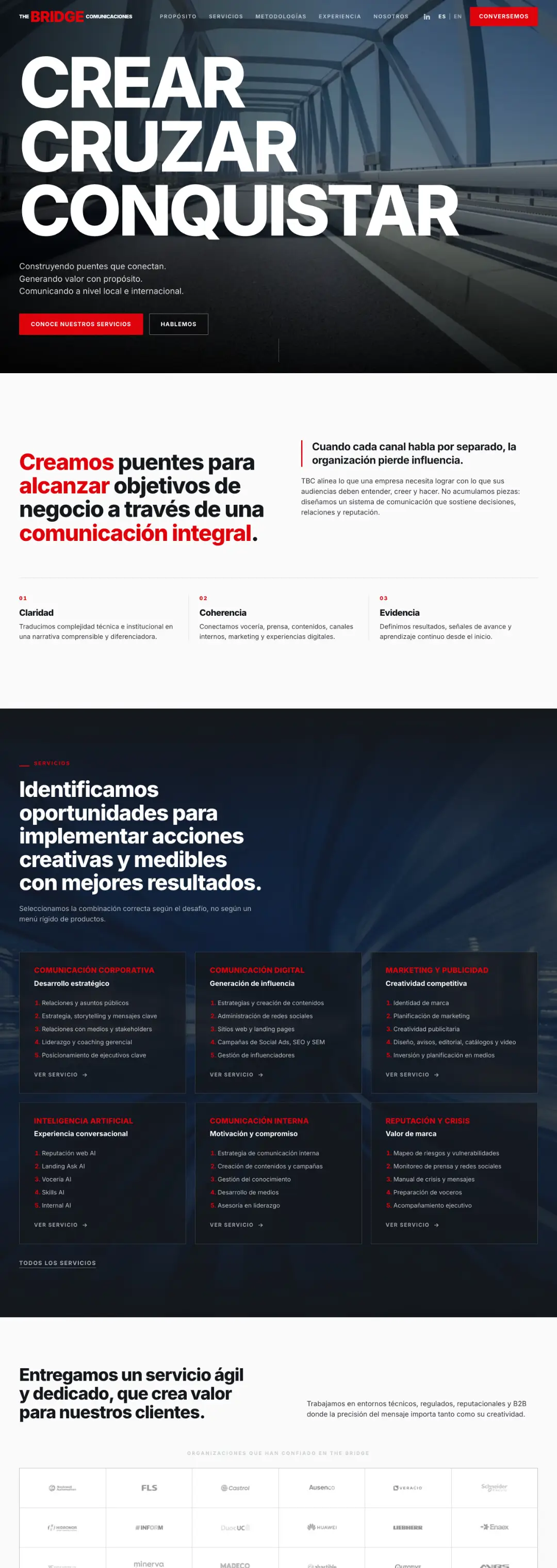 Captura de The Bridge Comunicaciones — Comunicaciones · Agencia